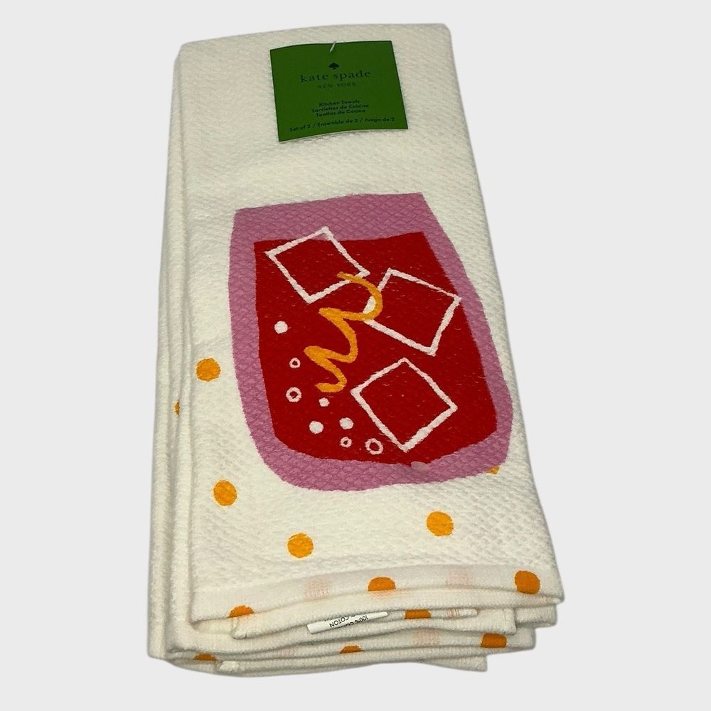 Kate Spade Kitchen Towels 2-Pack Martini Glass Cocktail Theme Bar Towels